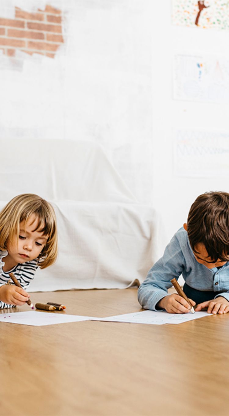 kids playing on Family-Friendly vinyl flooring in playroom